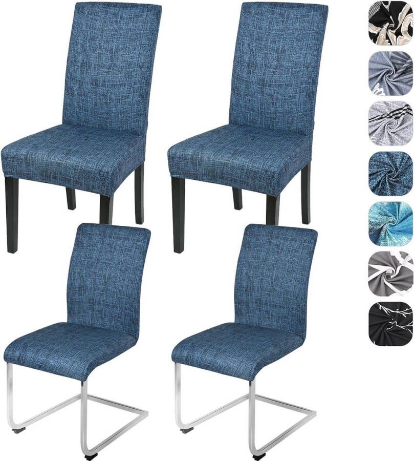 Stretch stoelhoezen set van 4 of 6 stoelhoes schommelstoel elastische hoezen afneembaar wasbare stoelbescherming voor keuken restaurant hotel banket bruiloft (marineblauw 4