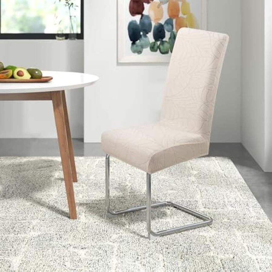 Stretch stoelhoezen set van 4 universeel jacquard bladeren elastische hoezen voor stoelen afneembaar wasbare stoelhoezen voor schommelstoel hotel banket keuken huis bruiloft feest