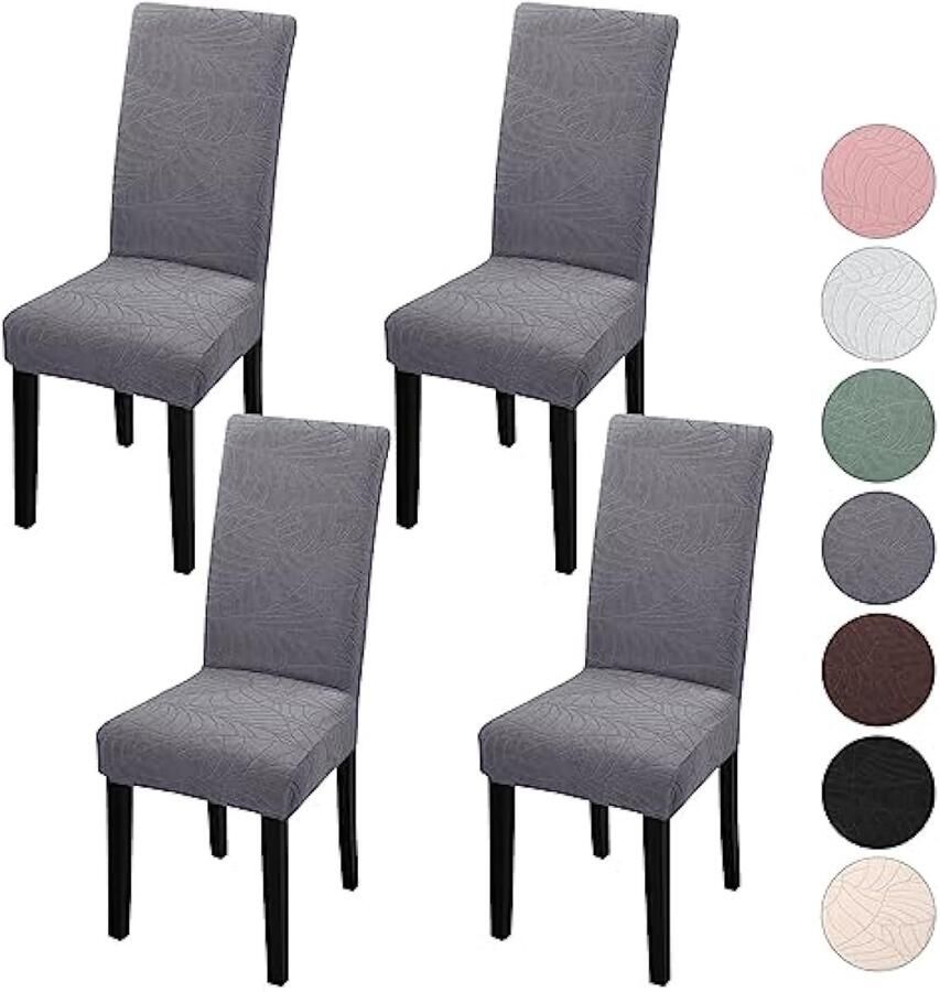 Stretch stoelhoezen set van 4 universeel jacquard bladeren elastische hoezen voor stoelen afneembaar wasbare stoelhoezen voor schommelstoel hotel banket keuken huis bruiloft feest