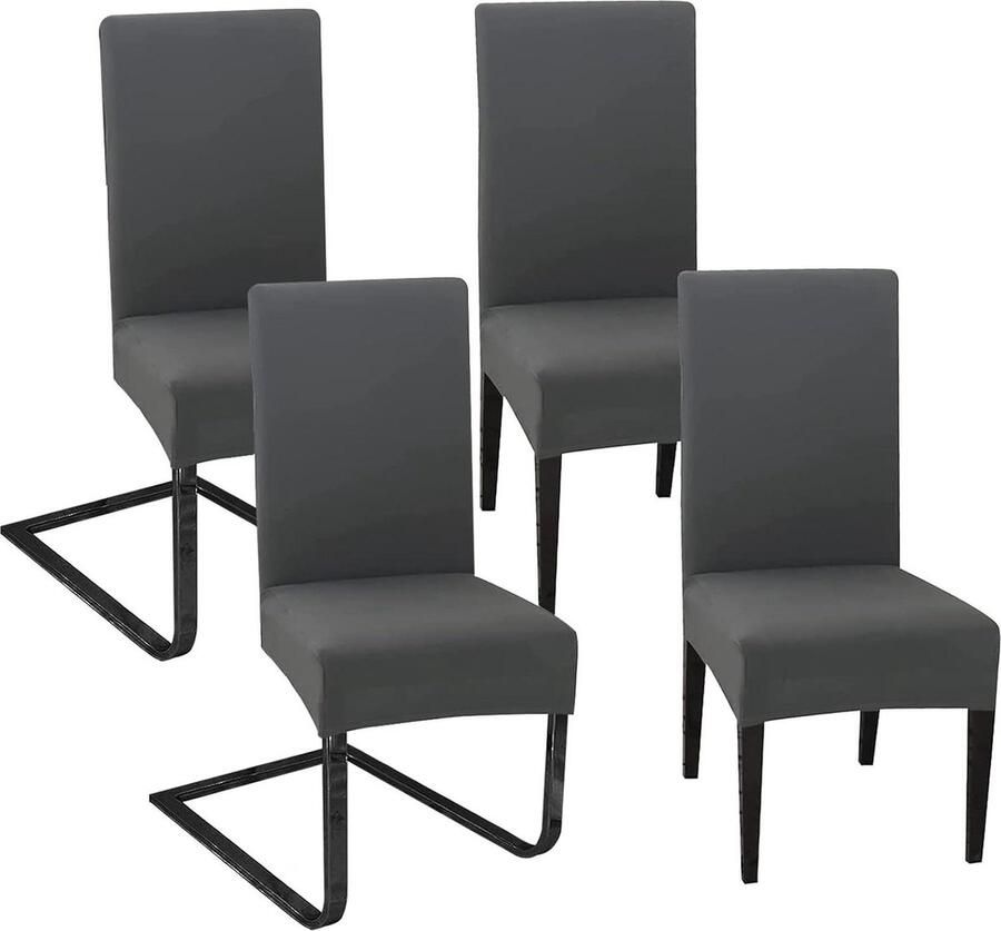 Stretch stoelhoezen set van 4 Universele polyester stoelhoezen voor eetkamer hotel banket feestdecoratie en bruiloft Antraciet Stoelhoezen