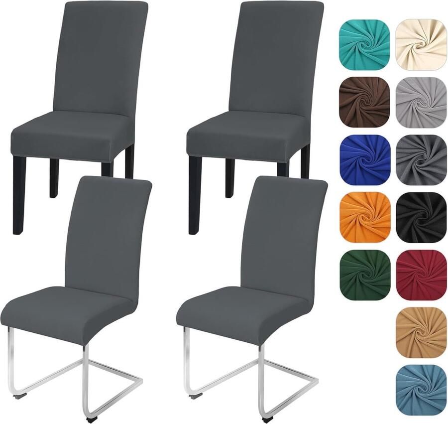 Stretch Stoelhoezen Set van 4 voor Schommelstoelen Wasbare en Afneembare Stoelbescherming Donkergrijs