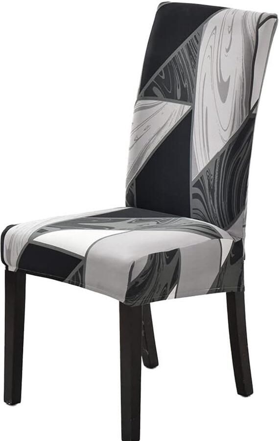 Stretch stoelhoezen set van 4 zwart ruit afneembaar wasbaar