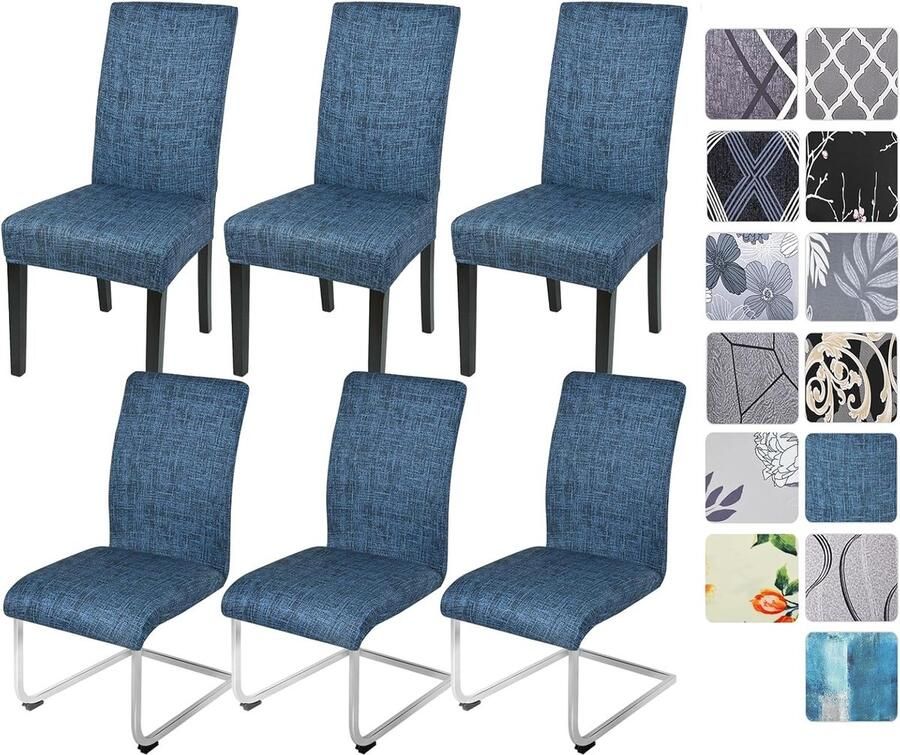 Stretch stoelhoezen set van 4 6 schommelstoel elastische eetkamerstoelhoezen afneembaar wasbare stoelen bescherming voor keuken restaurant hotel banket (marineblauw 6 stuks)