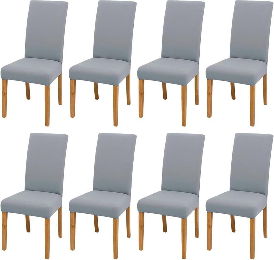 Stretch Stoelhoezen Set van 8 Moderne Elastische Hoezen voor Eetkamer Stoelen Bruiloften en Feesten Lichtgrijs