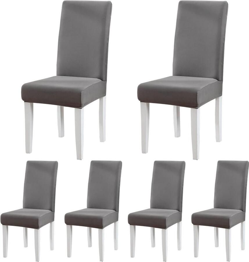 Stretch Stoelhoezen voor Eetkamerstoelen Set van 4 6 Stuks Donker Grijs Perfecte Bescherming en Decoratie