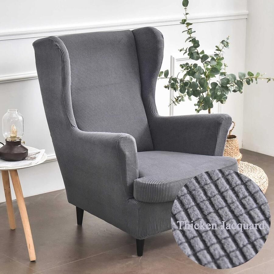 Stretch Vleugelstoel Hoezen 2-delige Set voor Fauteuils en Stoelen in Kleuren