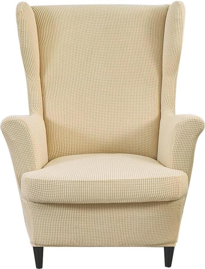 Stretch Vleugelstoelhoezen 2 Stuks Beige Geschikt Voor Wingback Fauteuils