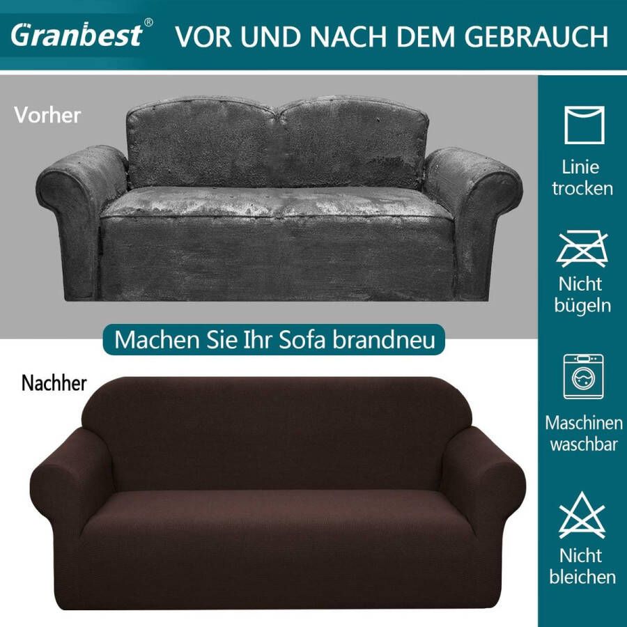 Stretch Waterdichte bankovertrek 1 stuks elastaan jacquard elastische bankovertrek met anti-slip schuim (3-zits chocoladekleur)