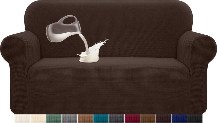 Stretch Waterdichte bankovertrek 1 stuks elastaan jacquard elastische bankovertrek met anti-slip schuim (2-zits chocolade)