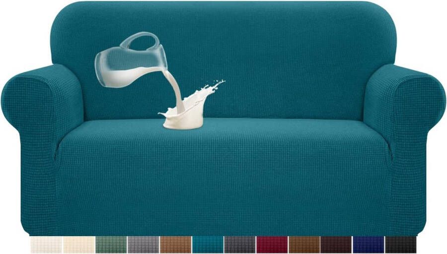 Stretch waterdichte bankovertrek 1 stuks spandex jacquard elastische bankovertrek met anti-slip schuimstof (2-zits blauwgroen)
