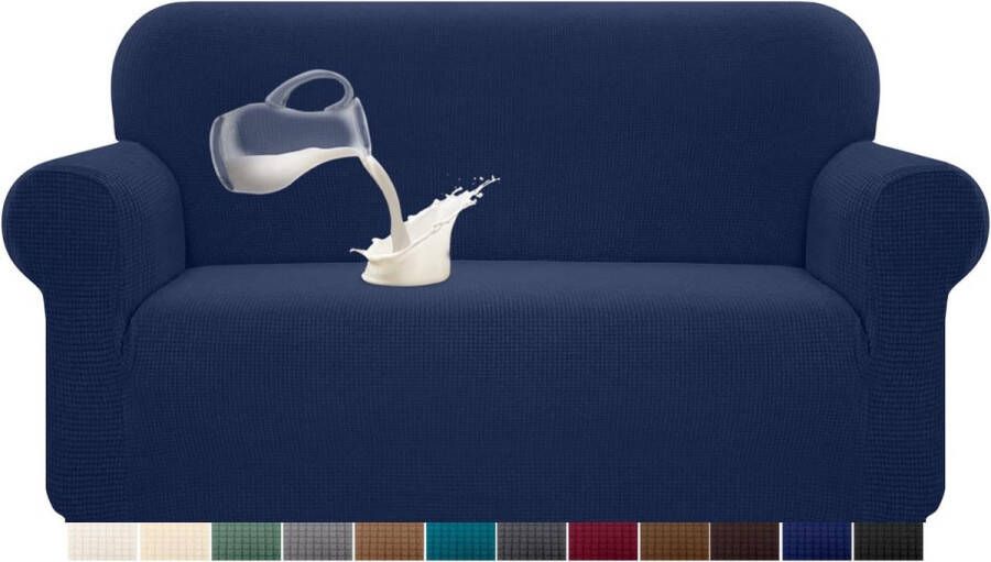 Stretch waterdichte bankovertrek 1 stuks spandex jacquard elastische bankovertrek met anti-slip schuimstof (2-zits donkerblauw)