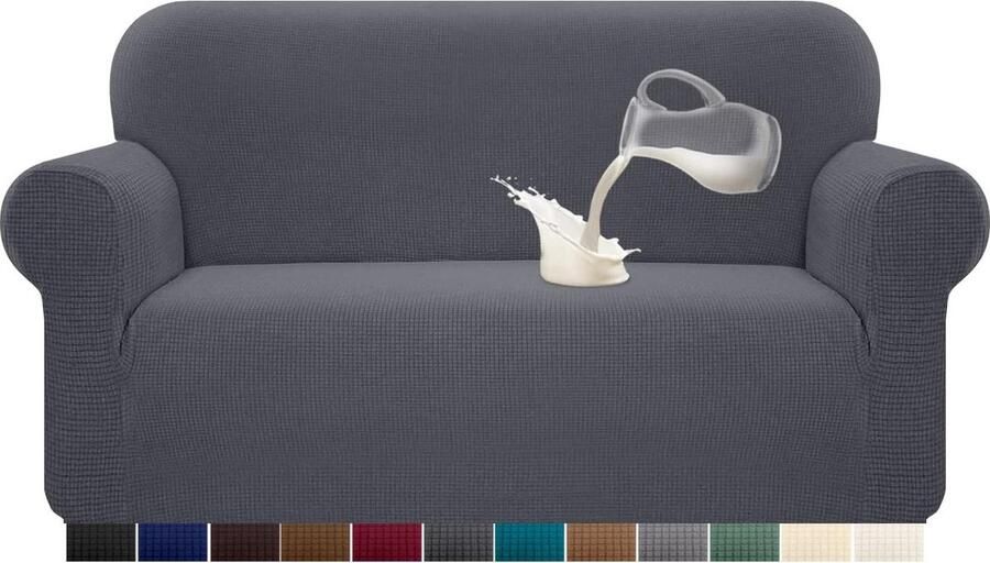 Stretch Waterdichte Bankovertrek Elastisch Geschikt voor 2-zits Grijs Elastaan Jacquard