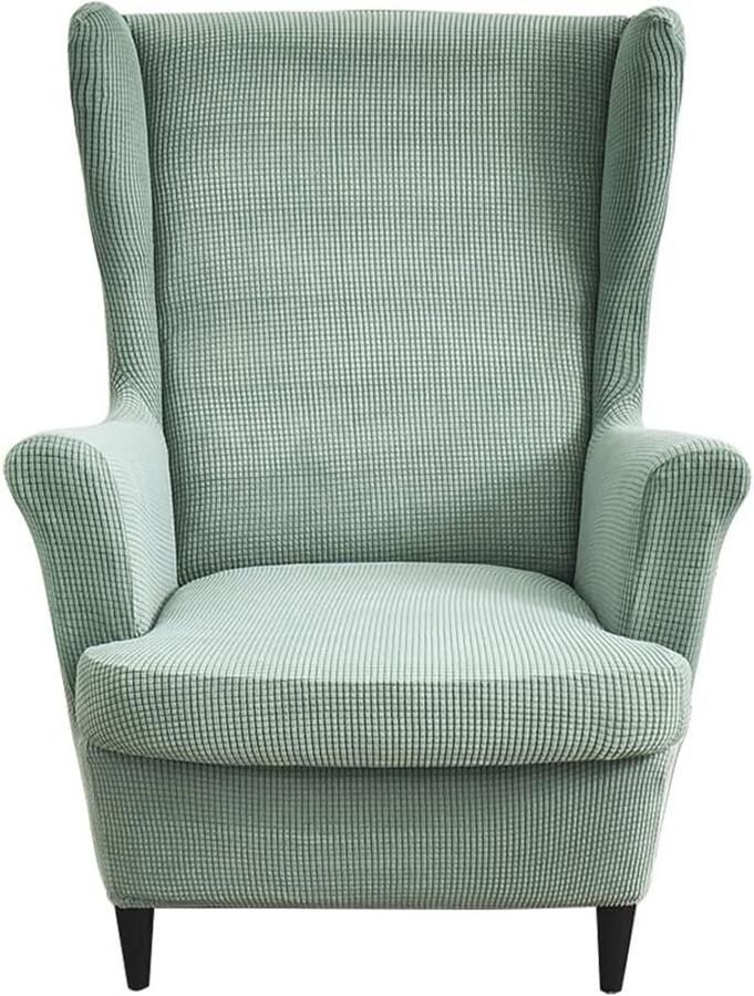 Stretch Wingback Stoelhoezen 2 Stuks Vleugelstoelhoezen Geschikt voor Fauteuils Groene Jacquard