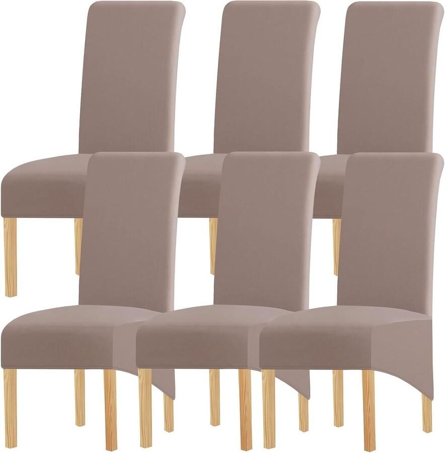 Stretch XL Stoelhoezen voor Eetkamerstoelen Set van 6 Effenen Kleur Ideaal voor Thuis en Horeca