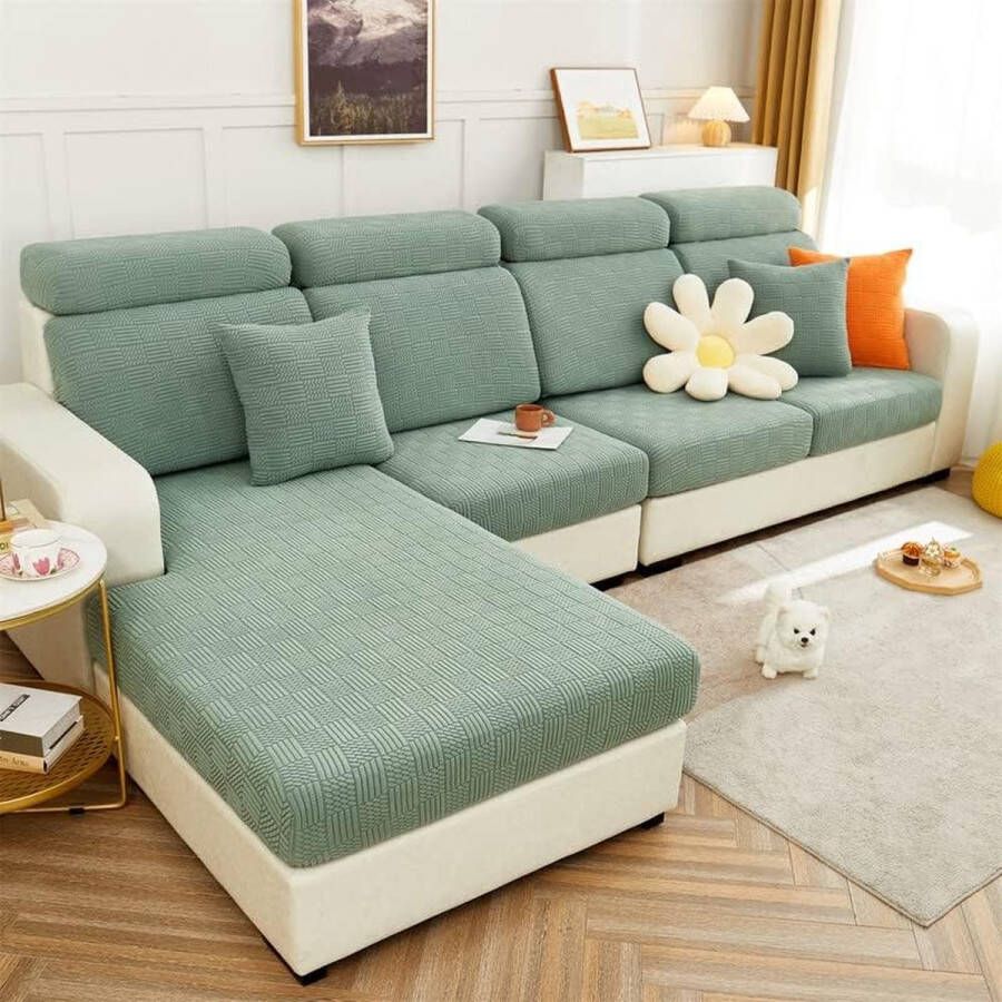 Stretchbank Zitkussenhoes Verbeterde Spandex Antislip Zitkussenhoes Bankhoes voor Zitkussen (Groen Rugleuninghoes voor Lengte 80-100 cm)