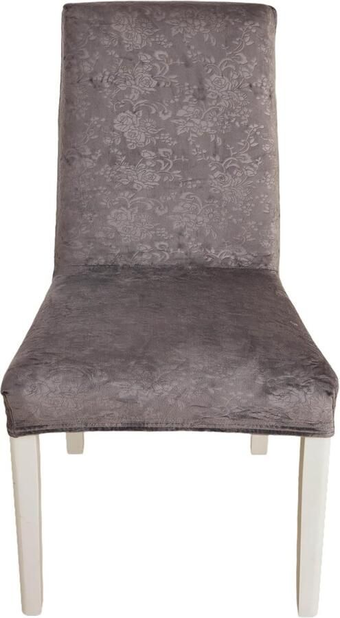 Stretchbare Stoelhoezen Set voor Eetkamerstoelen Zesdelige Set in Grijze Fluwelen Look