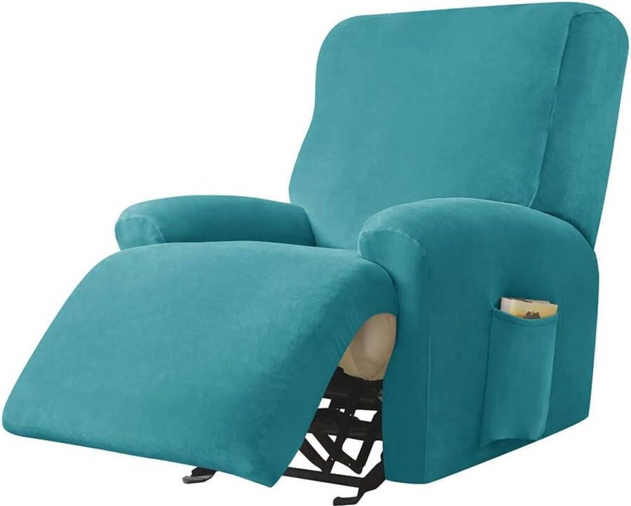 Stretchhoes voor relaxstoel complete stoelbeschermer stretch relaxstoelhoezen 1 stuk eenkleurig fluweel elastische fauteuilhoes voor televisiestoel ligstoel stoel (turquoise)