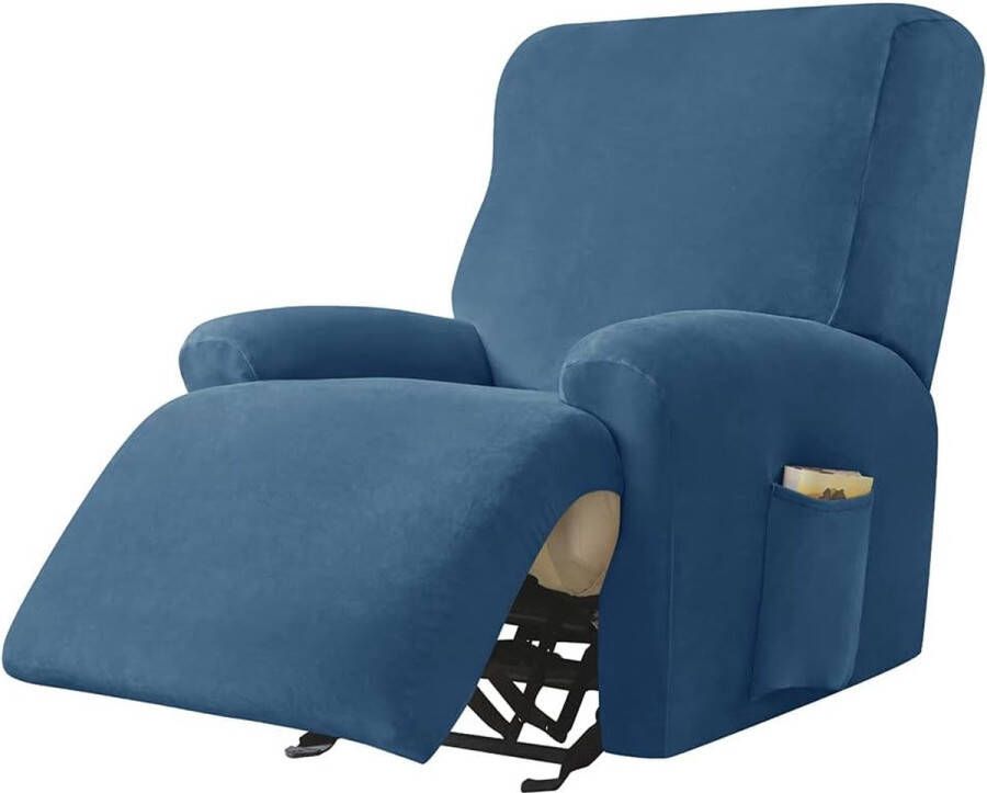 Stretchhoes voor relaxstoel complete stoelbeschermer stretch relaxstoelhoezen 1 stuks effen fluweel elastisch stoelhoes voor televisiestoel ligstoel (koningsblauw)