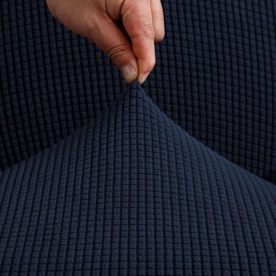 Eenvoudige Jacquard Krukhoes voor Poef en Voetenbank Diepblauw - Foto 2