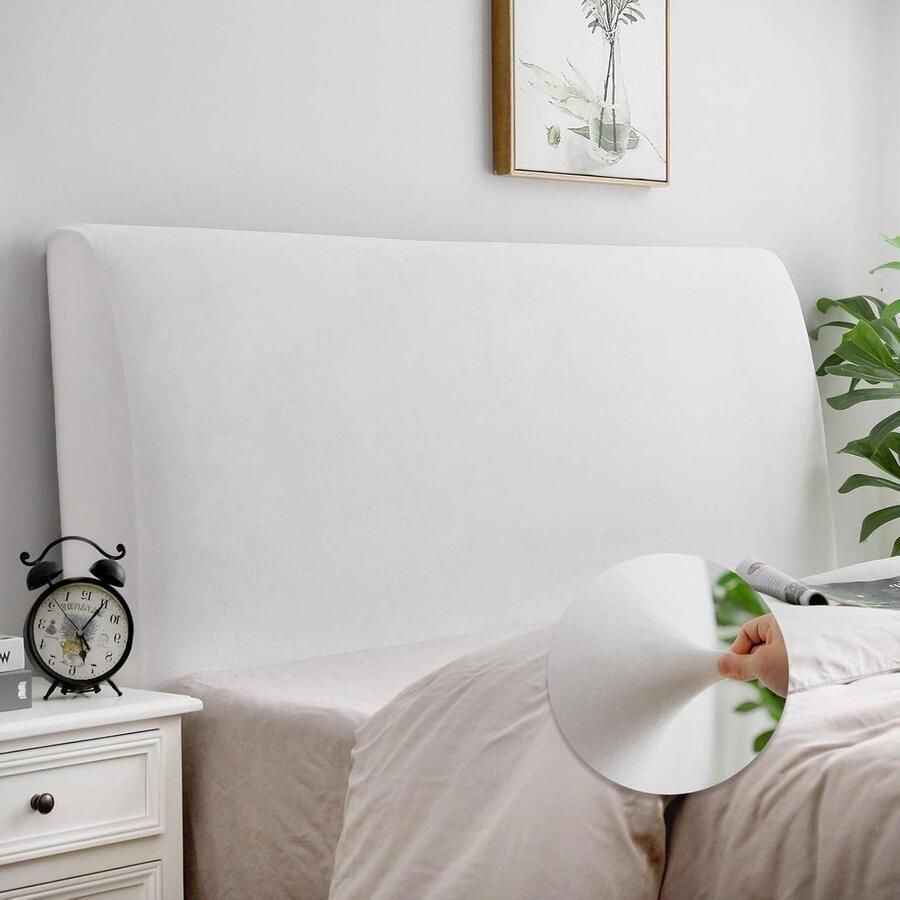 Headboard Cover for Double Bed Dustproof Cover Linen Upholstered Velvety Fabric White hoofdbord hoes elastische