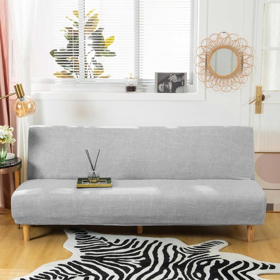Stretchbare Futon Slipcover voor Armless Sofa Bed Non-slip Bescherming voor 2-3 Zits Vouwbank Geschikt voor 180-210 cm Ideaal voor Woonkamer en Slaapkamer