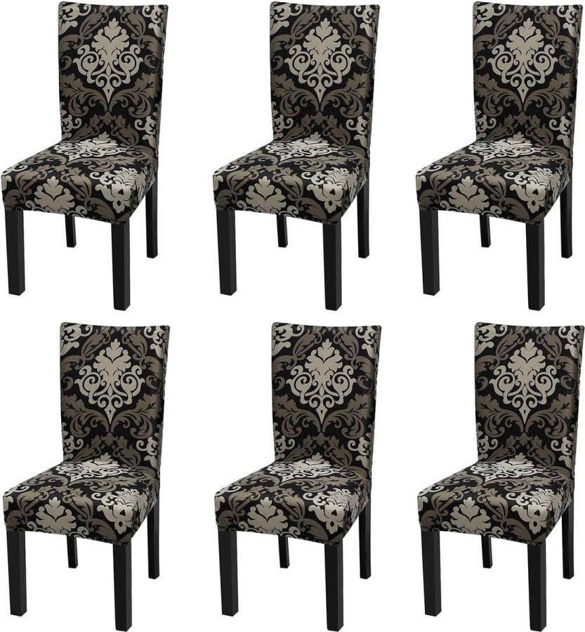 Stretchy stoelhoezen elastische moderne stoelhoezen wasbaar afneembare eetkamerstoelhoezen voor huis eetkamer modern bruiloft boeket hotel restaurant decoratie (barok 6 stuks)