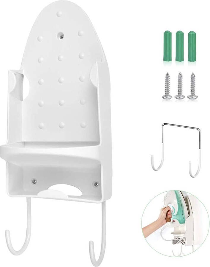 Strijkplankhouder elektrische strijkijzer wandhouder strijkplankstandaard opbergorganisator strijkmand boven de deur of muurbeugel voor wasruimte [Wit]