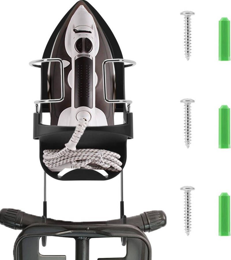 Strijkplankhouder wandhouder voor elektrische strijkijzers strijkplankhanger strijkplankorganizer strijkplankstandaard voor wasruimte draagvermogen 10-15 kg hittebestendig materiaal zwart