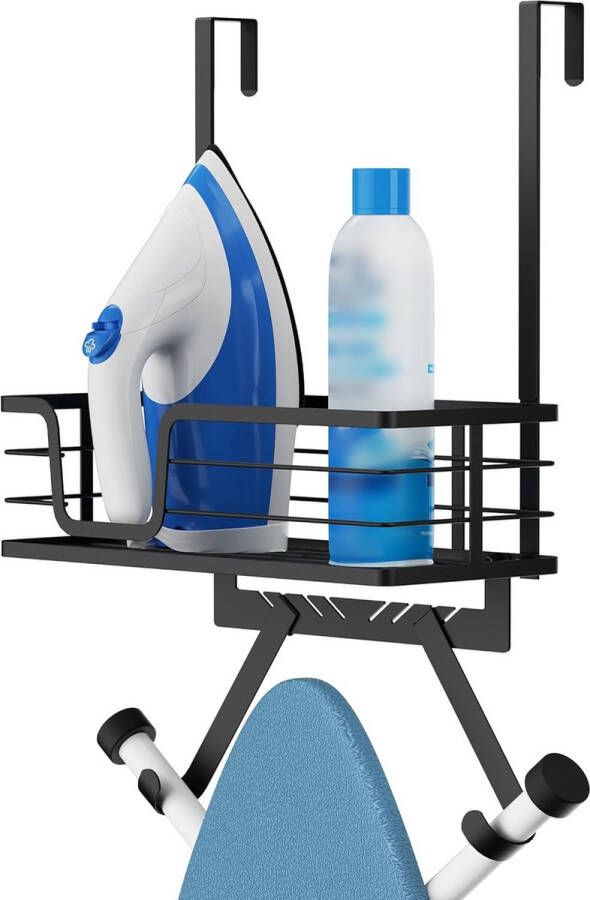 Strijkplankhouder zwart strijkplankhouder voor deur ophanglus strijkplankhouder zonder boren met mand voor T-vorm