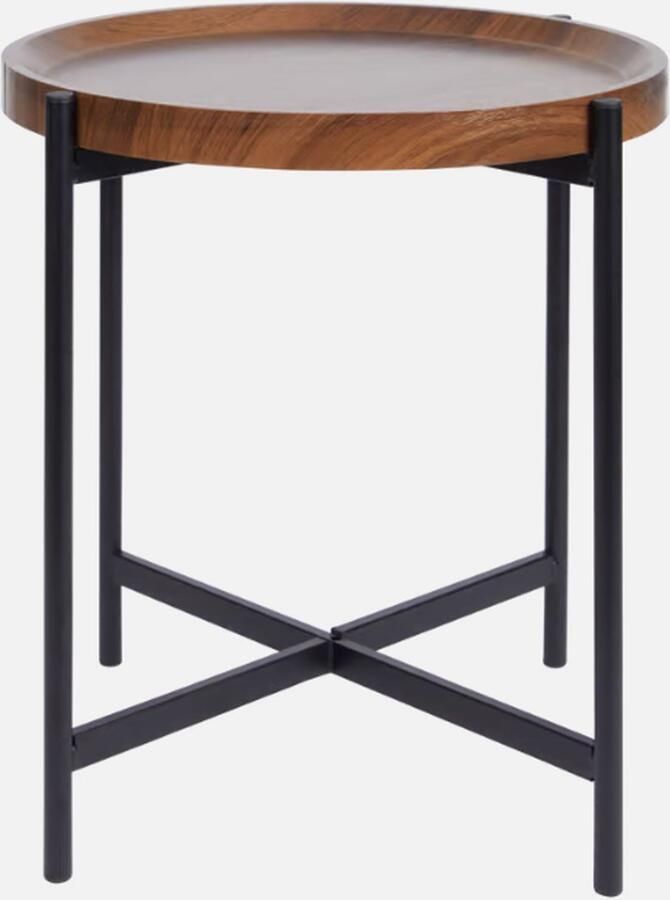 Studio Home Ronde bijzettafel Ø 43 cm Bruine tafel Zwart onderstel