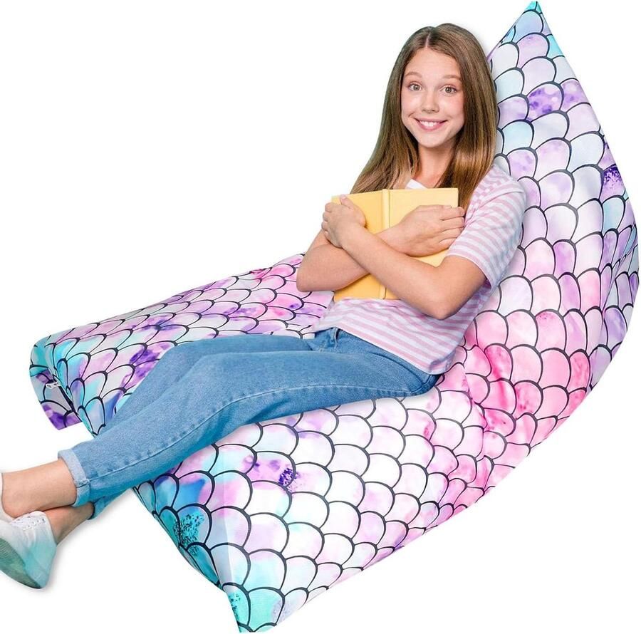 Stuffed Animal Storage Bean Bag Chair Cover for Kids Mermaid Theme