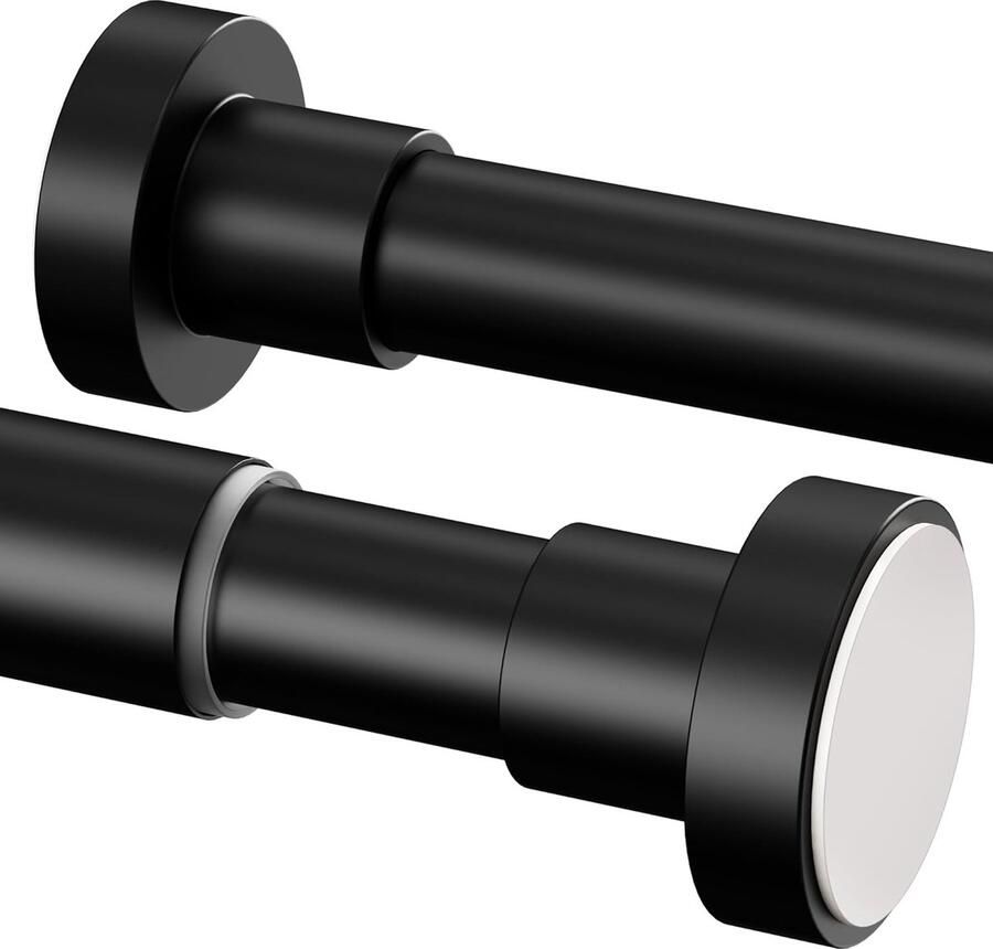 Stuk douchegordijnroede zonder boren uittrekbaar telescopisch staafgordijn roestvrijstalen douchegordijnroede gordijnroeden voor kast badkamer balkon douchegordijn 110-200 cm 25 mm zwart