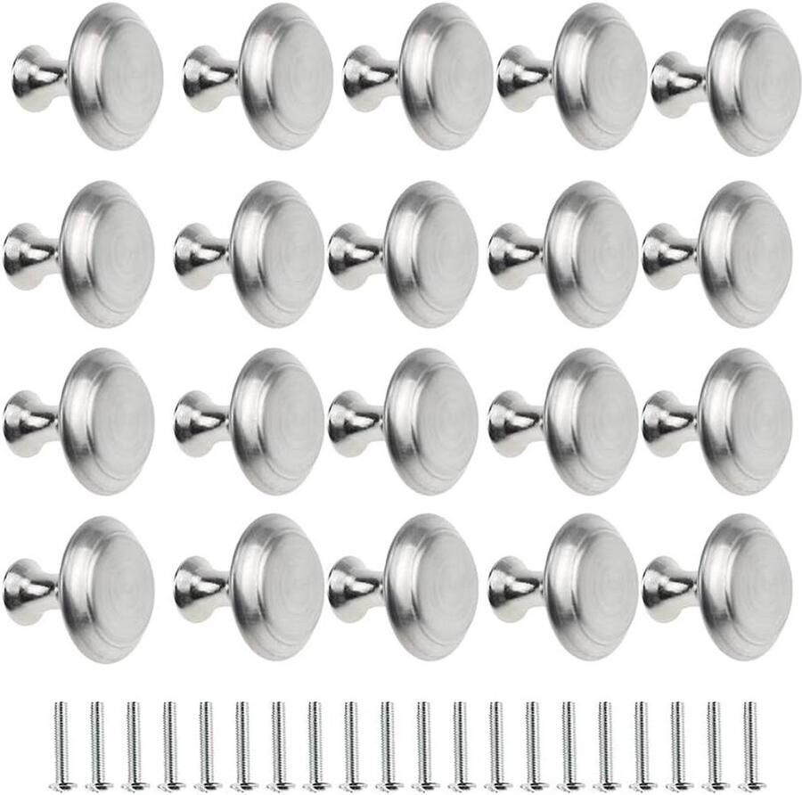 Stukje ladeknop rond ladegrepen knop voor kast met schroeven Zilver Geschikt voor kasten laden kledingkasten Decoratieve knop Duurzaam materiaal