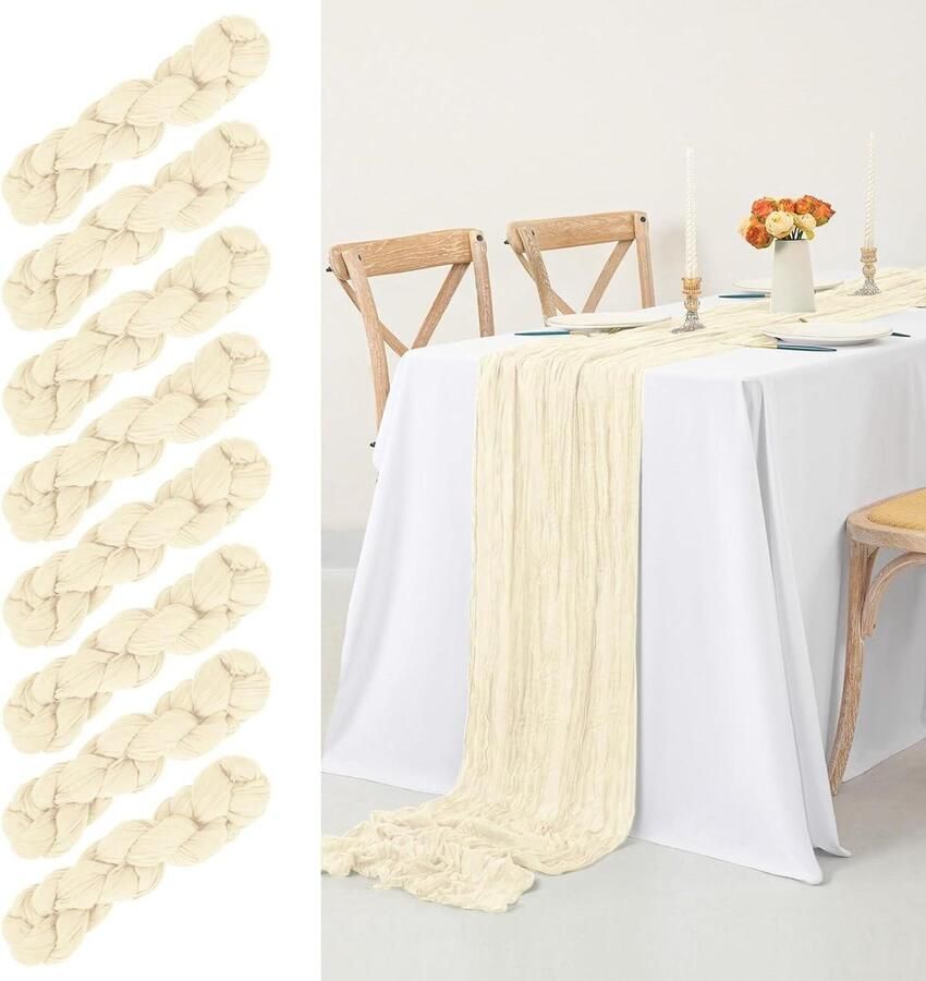 Stuks kaasdoek tafelloper 3 m lang beige rustiek gaas boho bruiloft bruidsdouche banket decoratie