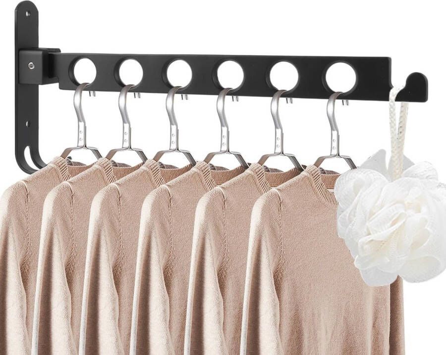 Stuks kledinghaak inklapbaar zwart wandkledingrek wandhaak klaphaak metalen opklapbare kledinghaak kledingventilator voor balkon badkamer wasruimte