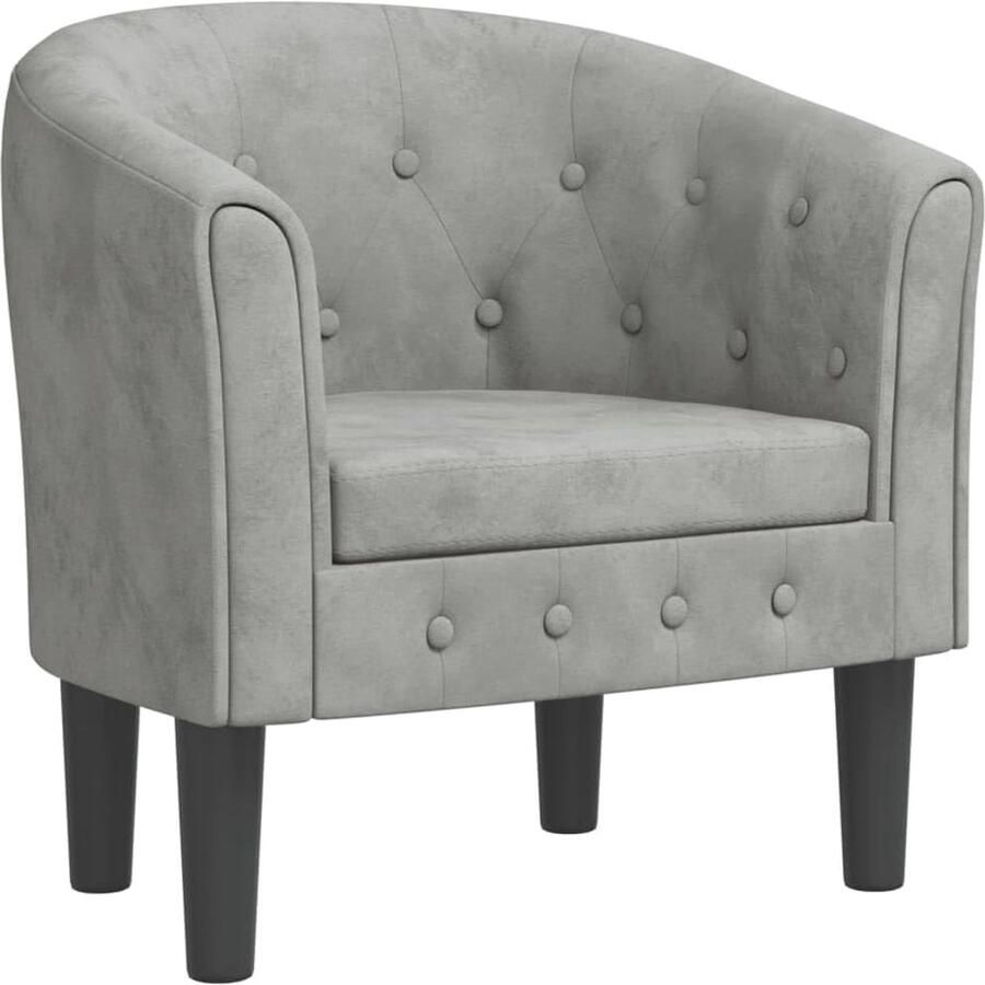 Stylish Velvet Lounge Chair with Ottoman Light Grey