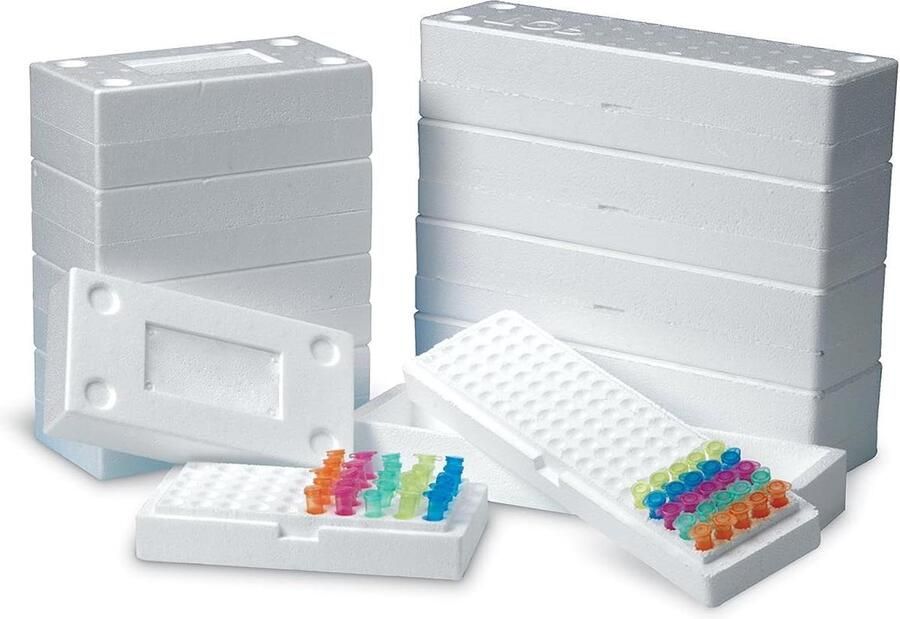 Styropor Rack voor 50 x 15 20 ml buizen wit pak van 10 Heathrow Scientific