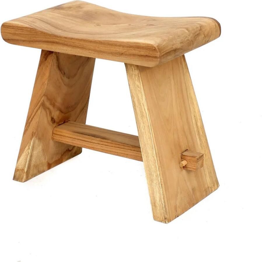 Rootz Living Rootz Suar Houten Kruk Eetkruk Incidentele kruk Duurzaam en natuurlijk ontwerp 30 cm x 45 cm x 50 cm