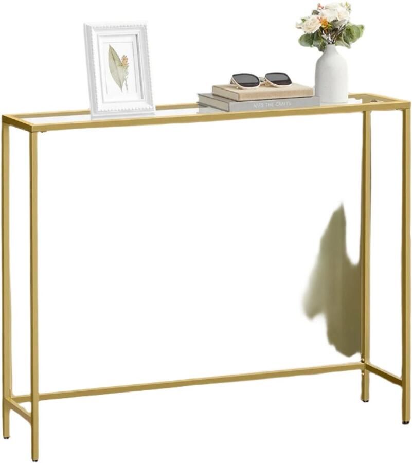 Subsis Console Table Hard glas Sofatic Elegant ontwerp 20x100x80cm goudtransparant