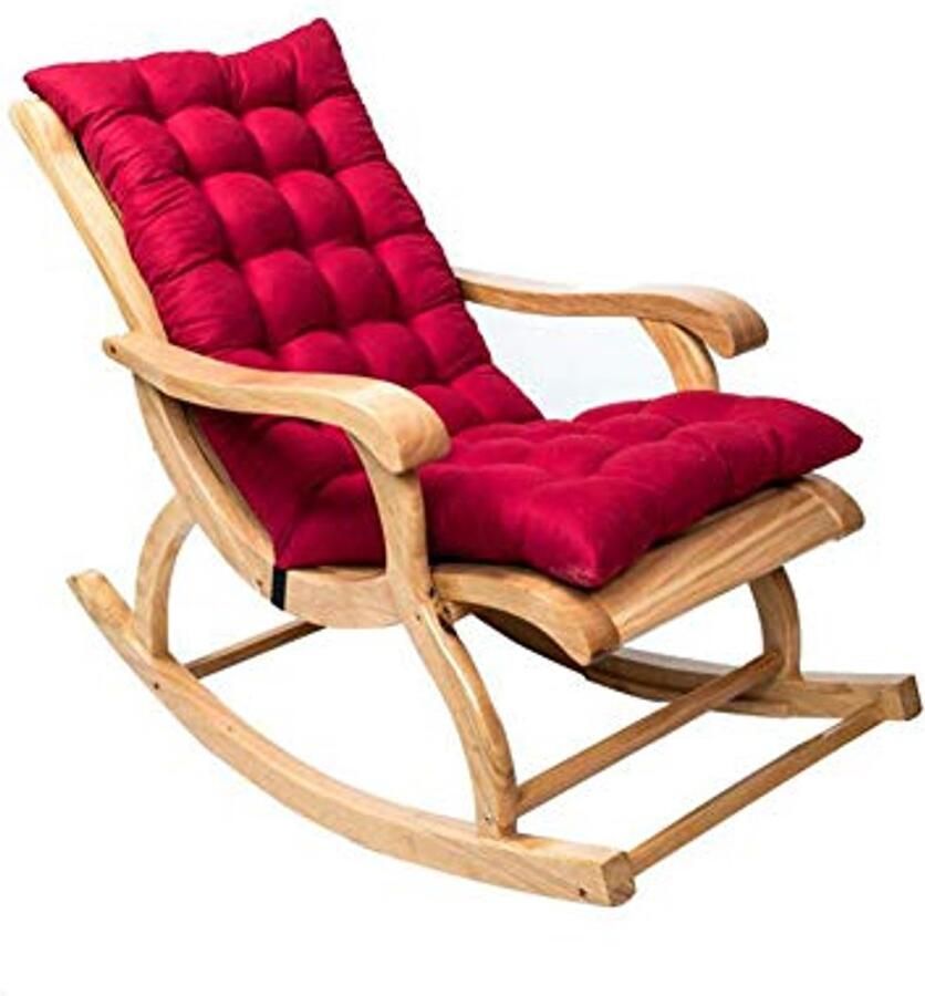 Suede Sun Lounger Cushion Non-slip Rocking Chair Cushion Garden Lounger Padded Thick Padded Seat Cushion with Ties (Claret)