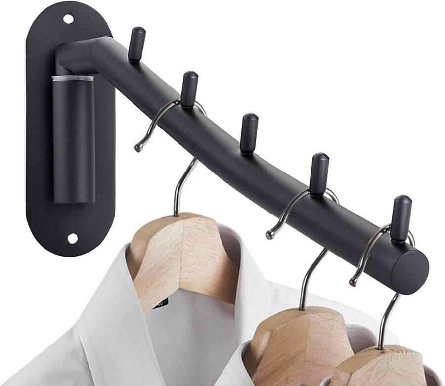 SUMNACON Kledinghanger van roestvrij staal wandgemonteerde kapstok met draaibare arm stevige garderobekast voor wasruimte slaapkamer droogrek met 5 haken