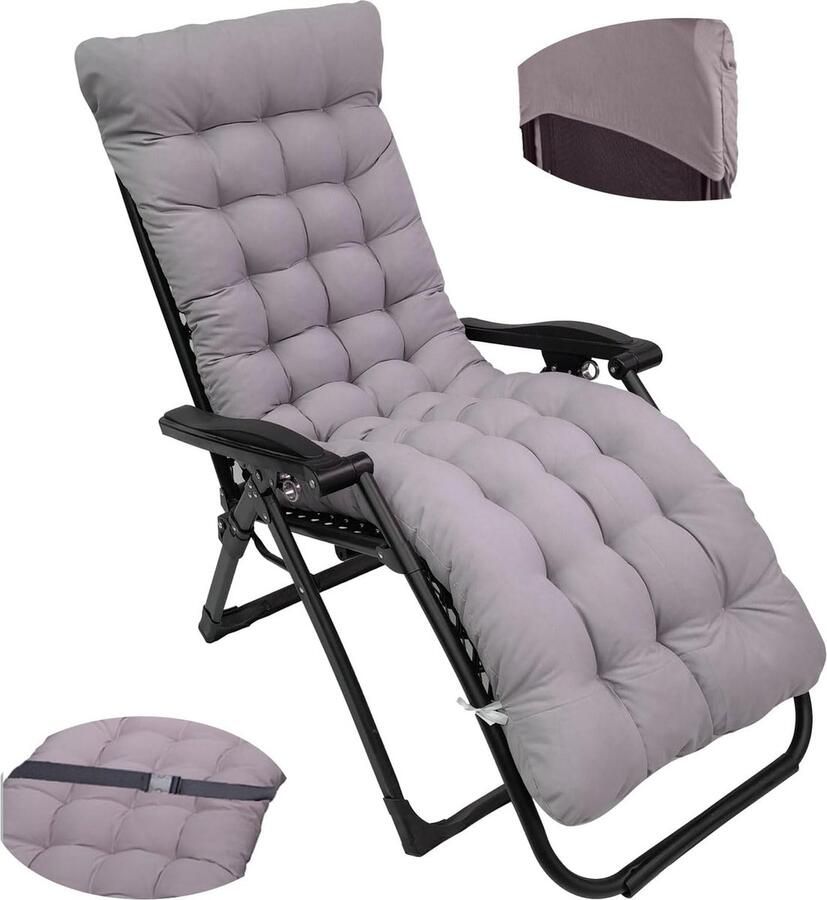 Sun Lounger Cushion Deck Chair 8 cm Extra Thick Seat Cushions with Tie Holiday Indoor Outdoor Sun Lounger (A)