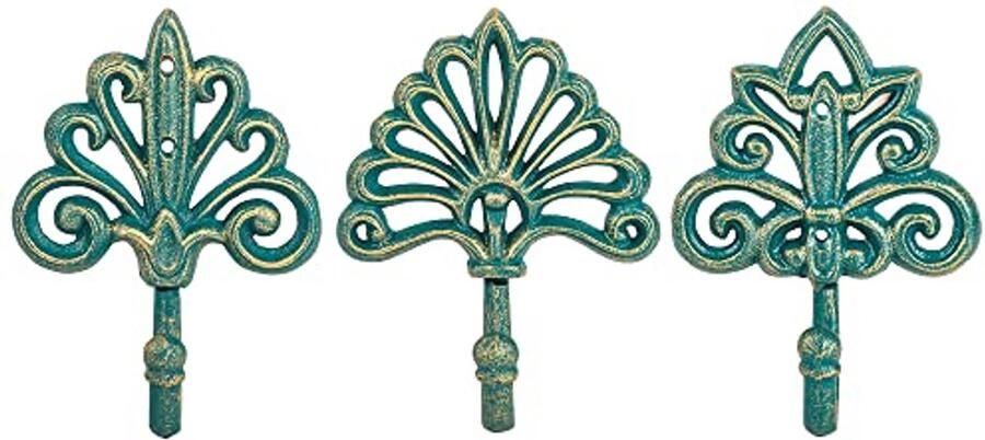 Sungmor gietijzeren wandkapstok 3 stuks decoratieve muurhanger handdoekenrek sleutelhouder rustieke stijl wandgemonteerde ophanghaken voor jassen hoeden handdoeken tassen