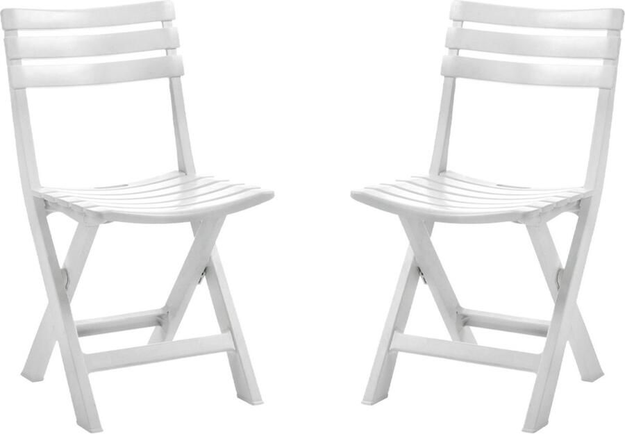 Set van 2x stuks witte kunststof bijzet klapstoelen voor bruiloft of feest voor binnen en buiten