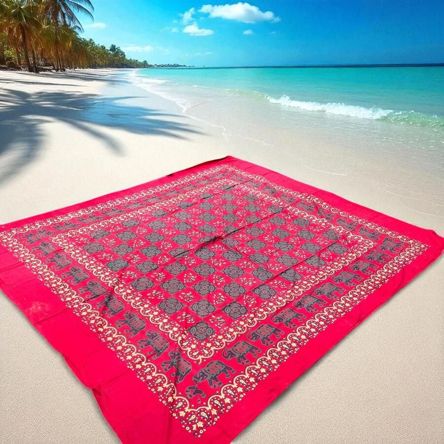 XL strandlaken XL strandkleed schaduwdoek rood wijnrood wit Gestreept groot strandlaken Katoen polyester - Foto 2