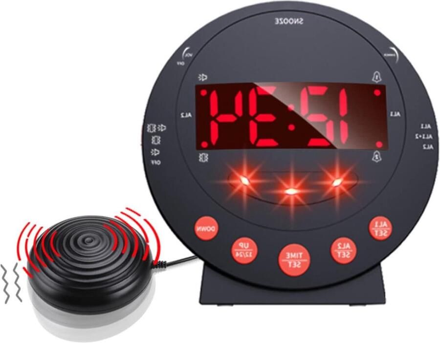 Super Shaker Clock Sonic Bomb-Wekker met Bed Shaker voor Senioren