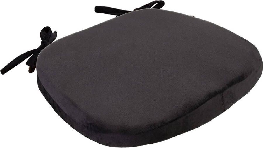Super Soft Chair Cushion with Ties Memory Foam 43 cm x 39 cm Seat Cushion with Removable Cushion Cover Non-Slip Seat Cover for Most Chairs Black