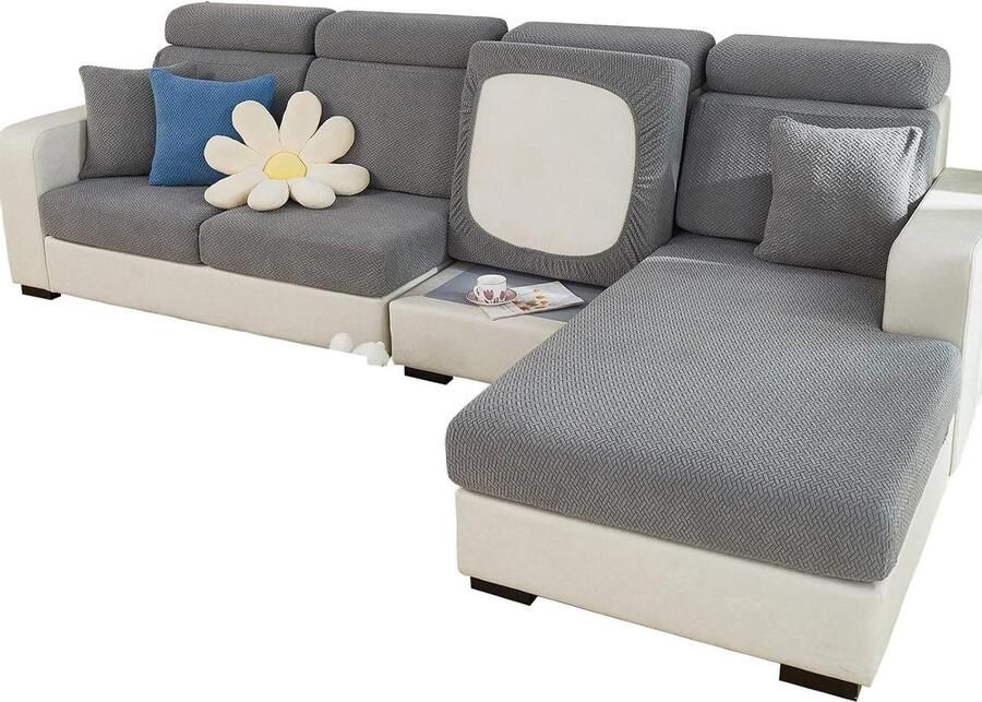 Super Stretch Bankhoes Antislip Ideaal voor Kinderen en Huisdieren 1 Zits Grijs Spandex