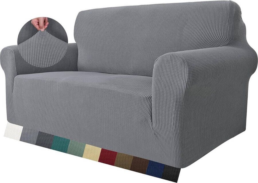 Super stretch bankovertrek voor 2-zitsbank 1-delige universele liefdesstoelhoezen jacquard spandex bankbeschermer honden huisdiervriendelijke Loveseat hoes (2-zits lichtgrijs)