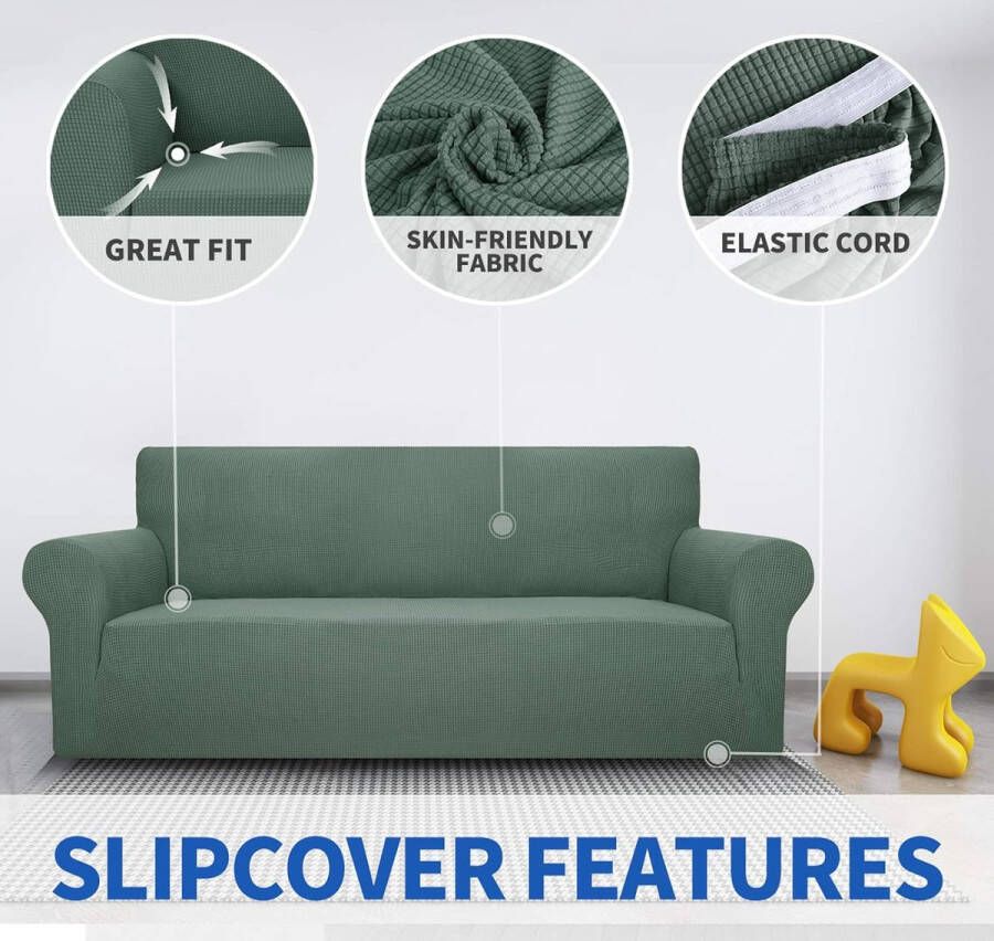 Super Stretch Zetelhoes voor 2 zitplaatsen bank 1-delige universele bankhoezen woonkamer Jacquard Spandex meubelbeschermer honden huisdiervriendelijk ingerichte bank Slipcover (2 zitsbank erwtengroen)
